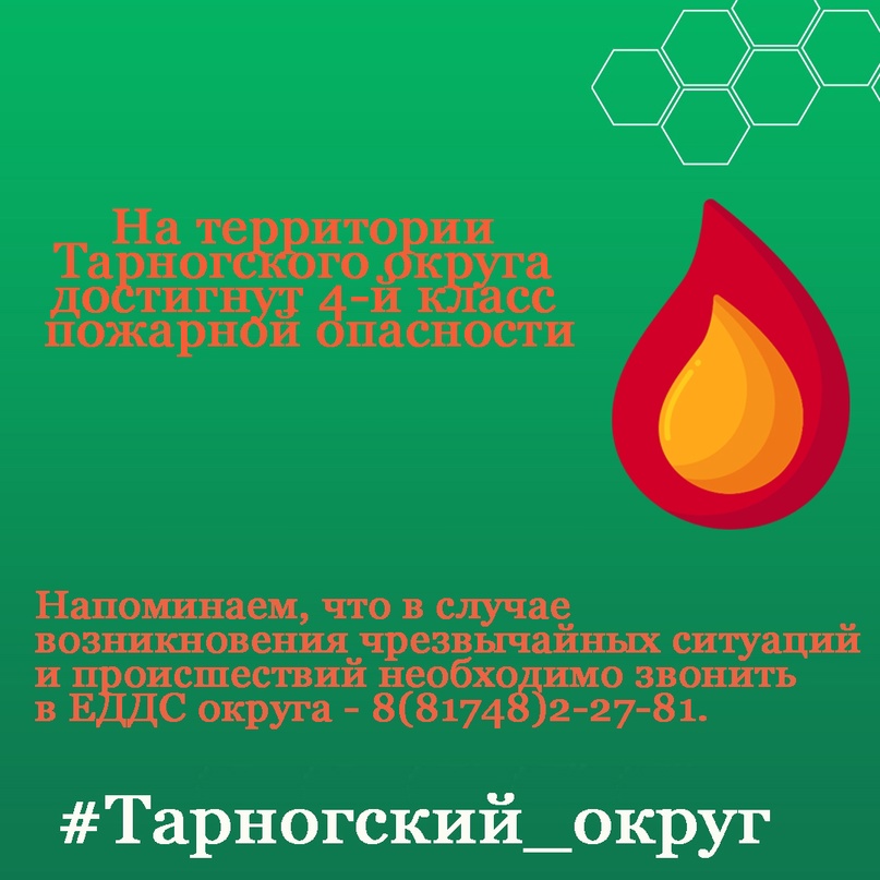 На территории Тарногского округа достигнут 4-й класс пожарной опасности.